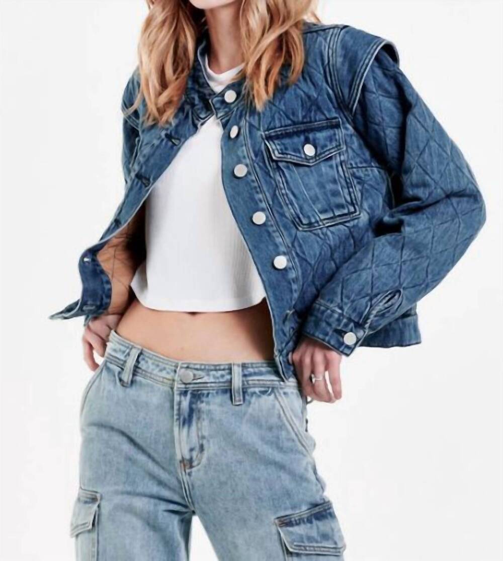 NEW DEAR JOHN DENIM courtney boxy quilted jacket in crescent - Picture 4 of 4